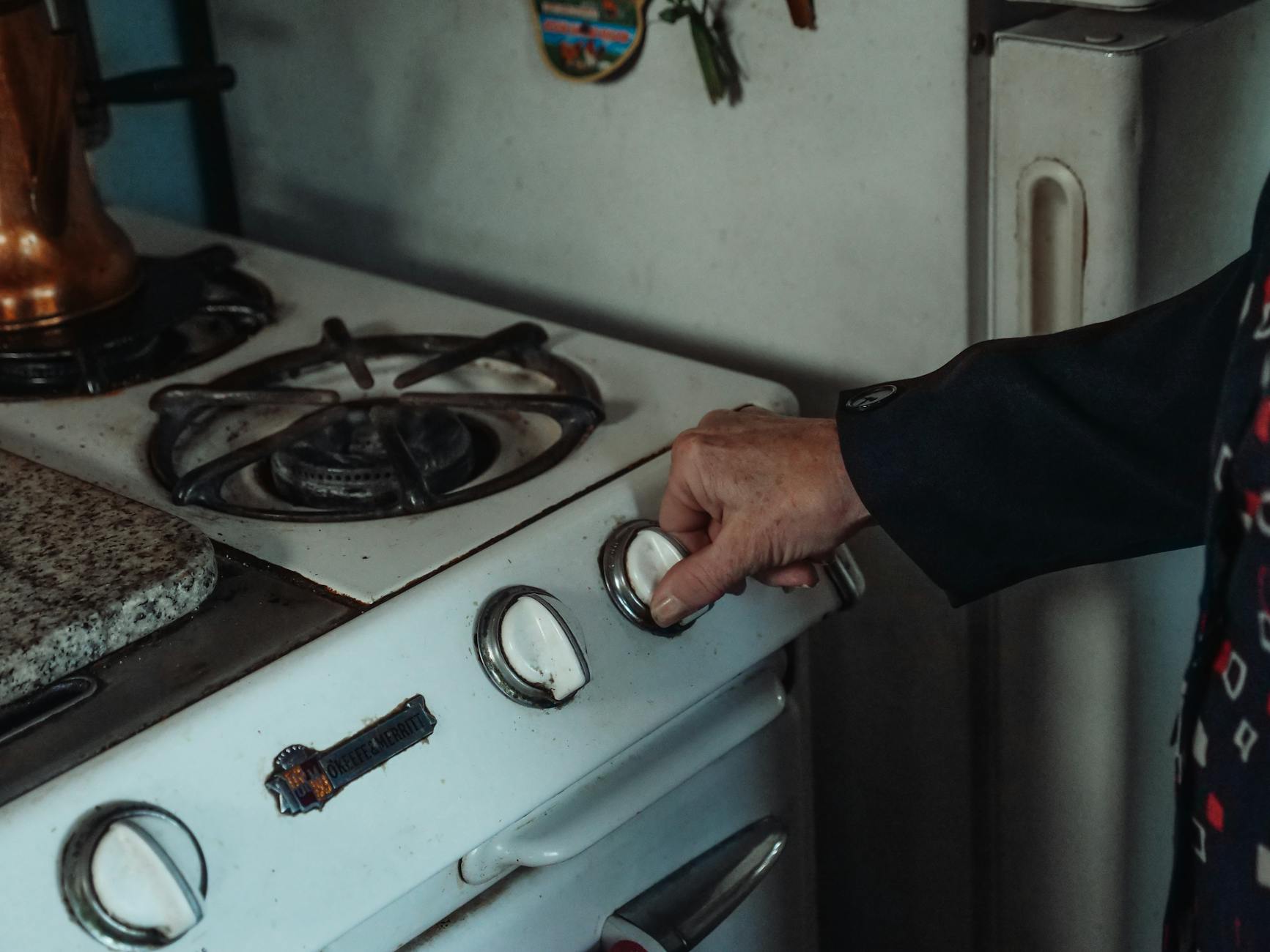 OFF — the stove burner is turned off.