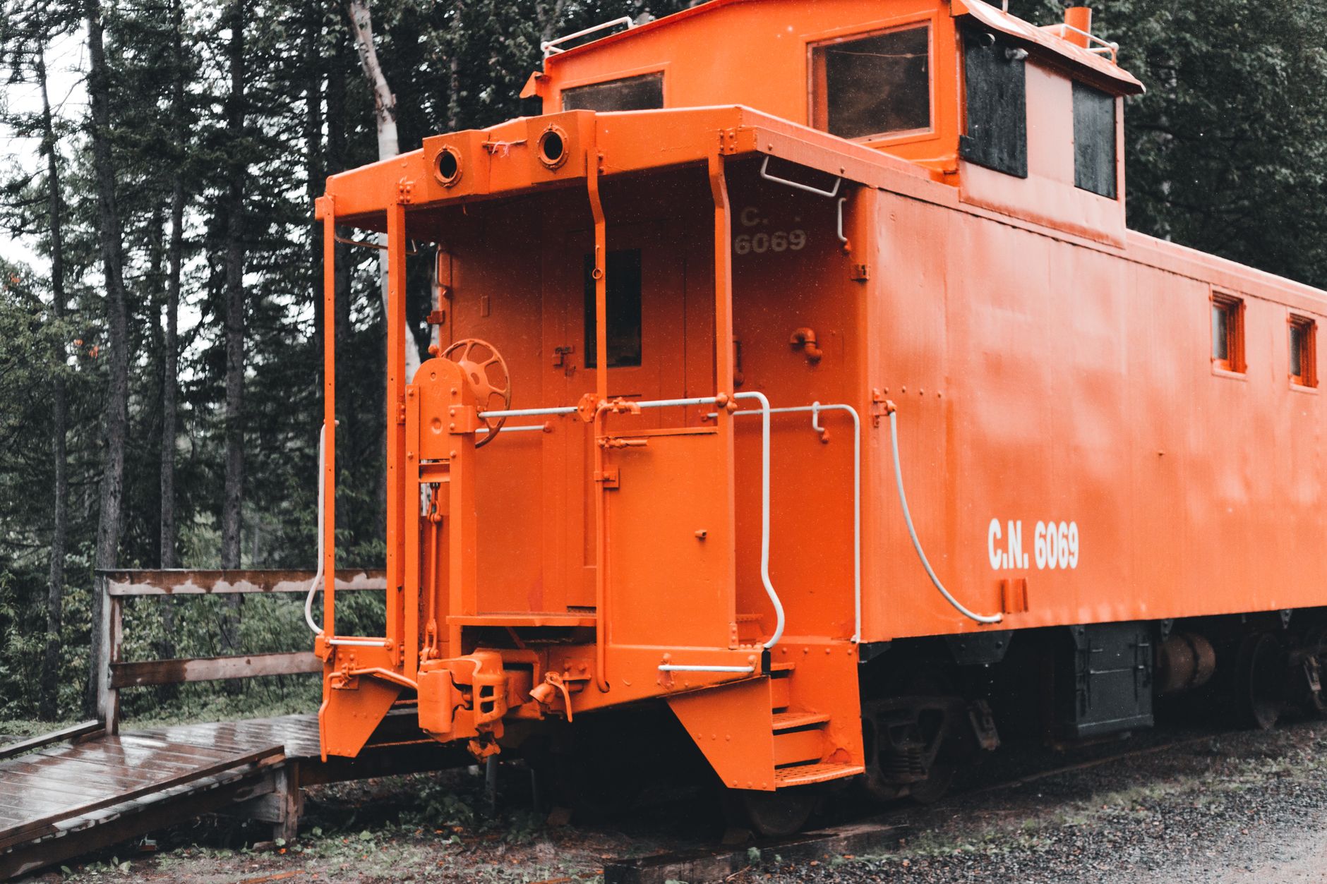 CABOOSE means the last car on a train.