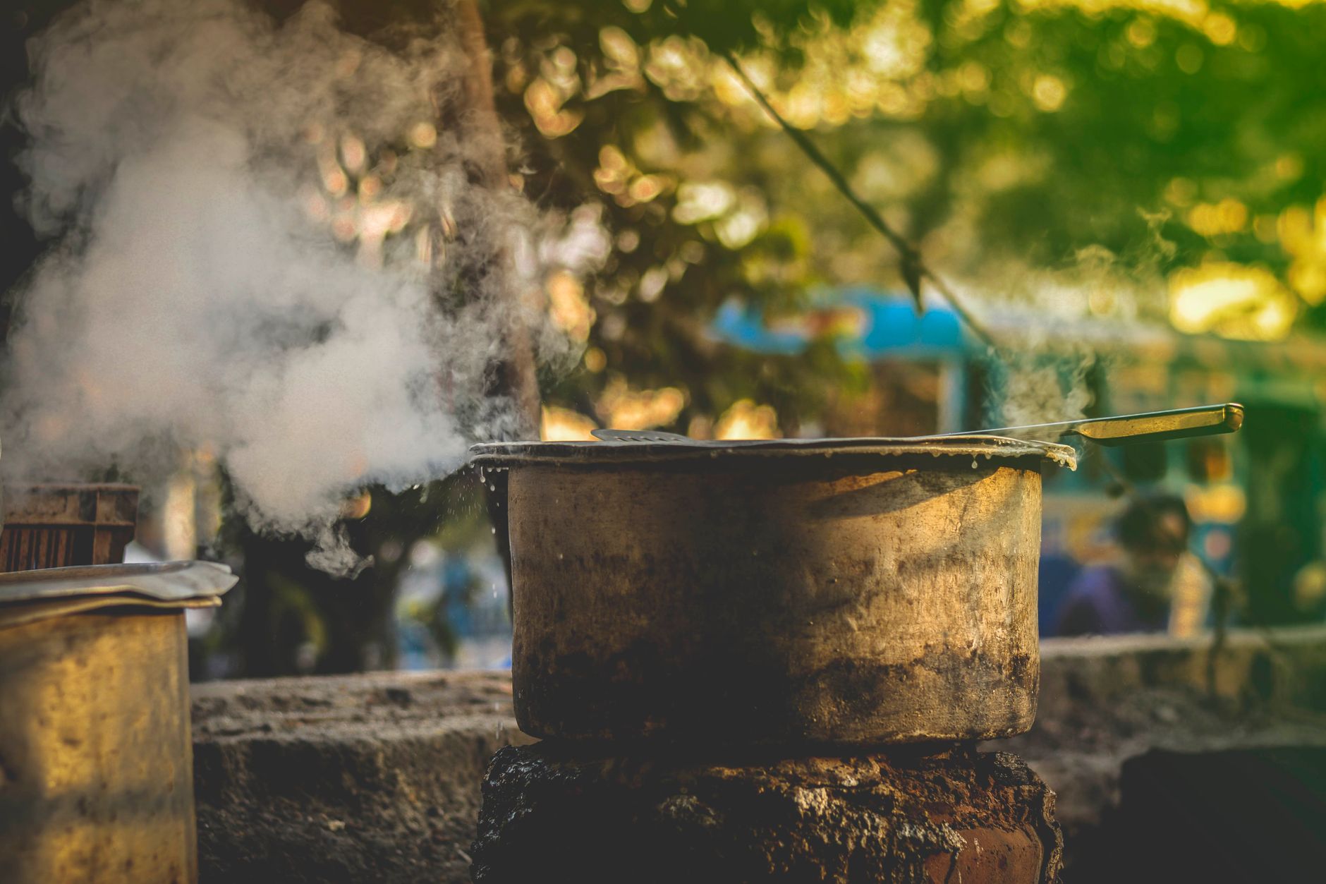 BOIL: water heating until it bubbles